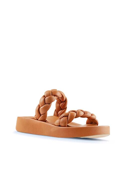 Bueno Shoes Taba Deri Kadın Dolgu Topuklu Terlik 01wu4640 - Görsel 4