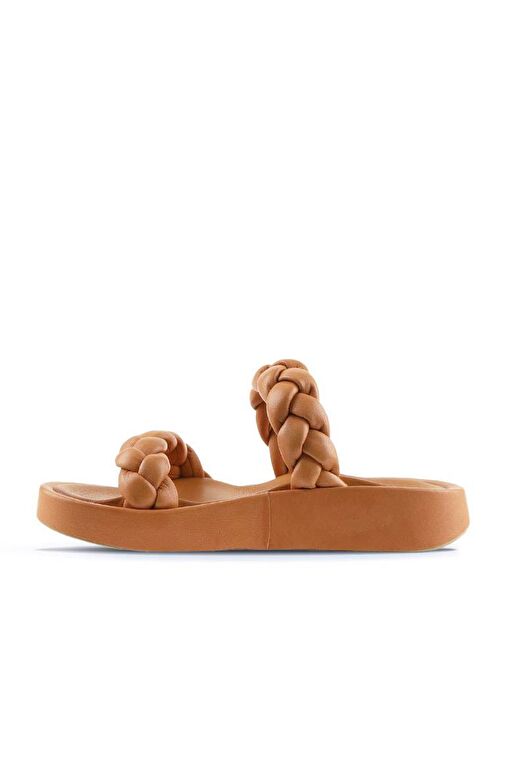 Bueno Shoes Taba Deri Kadın Dolgu Topuklu Terlik 01wu4640 - Görsel 5