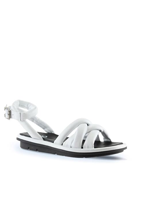 Bueno Shoes Beyaz Deri Kadın Sandalet 01wu5902 - Görsel 4
