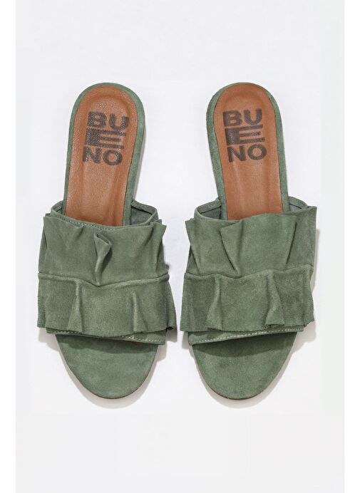 Bueno Shoes Yeşil Açık Süet Kadın Düz Terlik 01wn1908 - Görsel 2