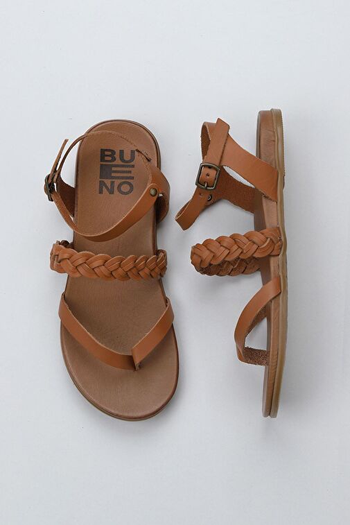 Bueno Shoes Taba Deri Kadın Parmak Arası Sandalet 01wu4201 - Görsel 2