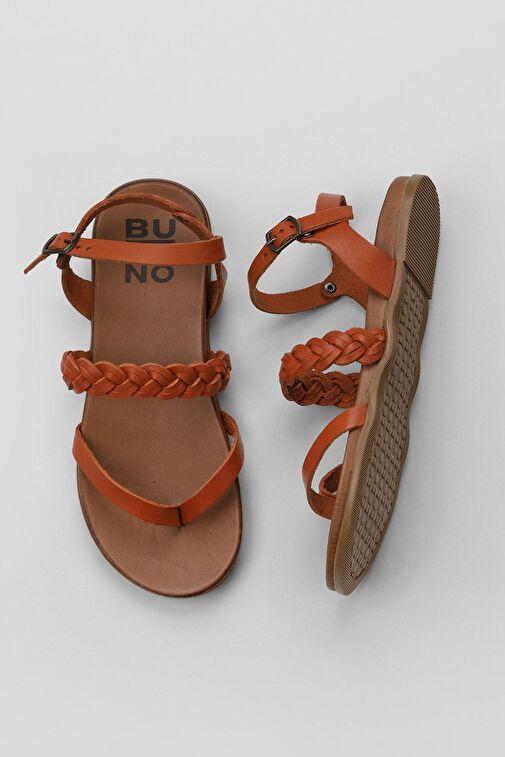 Bueno Shoes Turuncu Deri Kadın Parmak Arası Sandalet 01wu4201 - Görsel 2