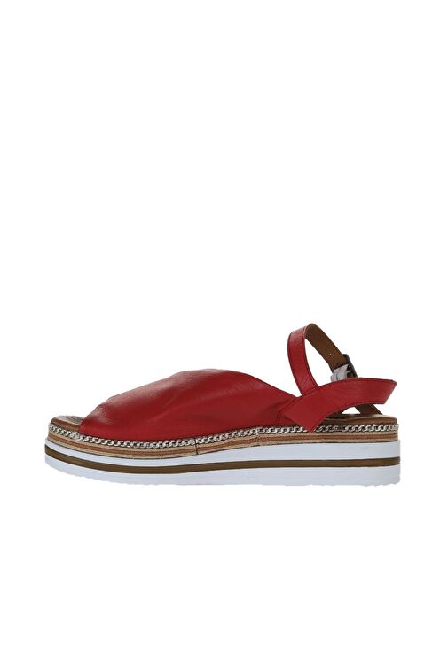 Bueno Shoes Kırmızı Deri Kadın Dolgu Topuklu Sandalet 01ws4203 - Görsel 5