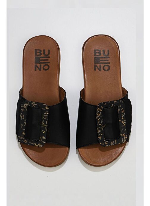 Bueno Shoes Siyah Deri Kadın Düz Terlik 01wu4206 - Görsel 2