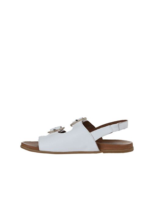 Bueno Shoes Beyaz Deri Kadın Parmak Arası Sandalet 01wu4223 - Görsel 5
