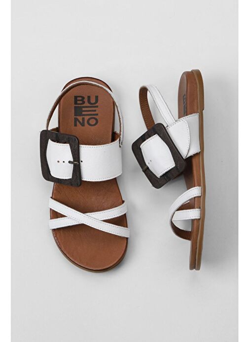 Bueno Shoes Beyaz Deri Kadın Sandalet 01wu4224 - Görsel 2