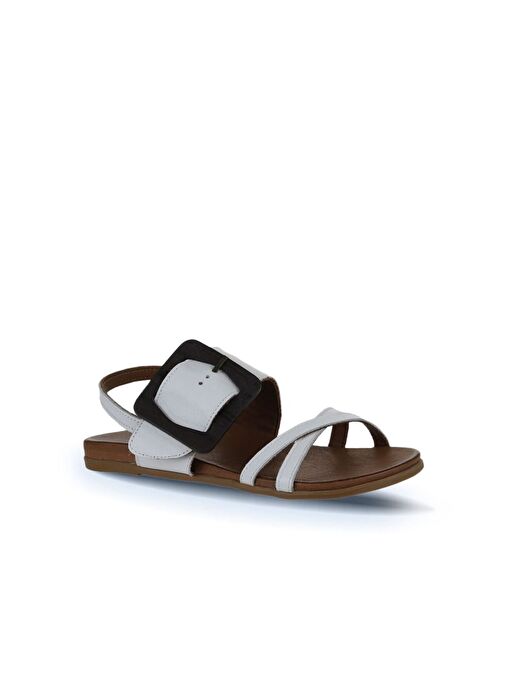 Bueno Shoes Beyaz Deri Kadın Sandalet 01wu4224 - Görsel 4