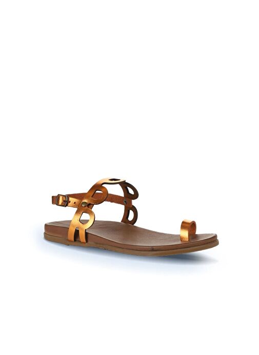 Bueno Shoes Turuncu Parlak Deri Kadın Parmak Arası Sandalet 01wu4227 - Görsel 4