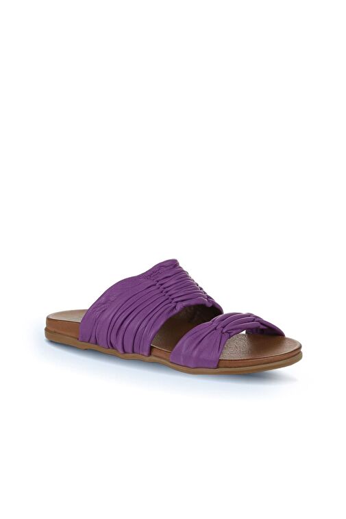 Bueno Shoes Lila Deri Kadın Düz Terlik 01wu4235 - Görsel 4