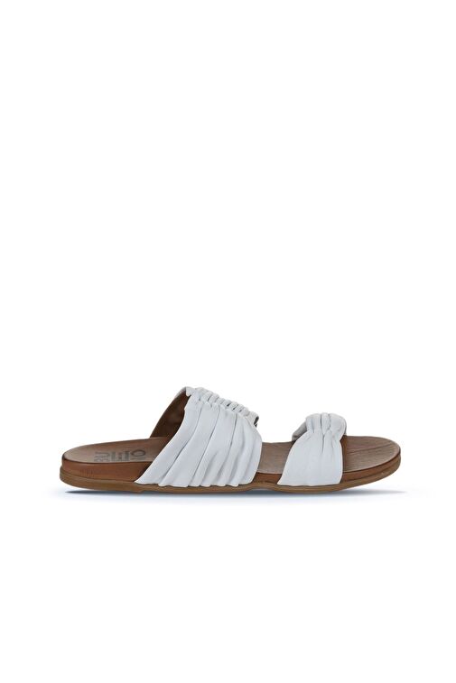 Bueno Shoes Beyaz Deri Kadın Düz Terlik 01wu4235 - Görsel 3