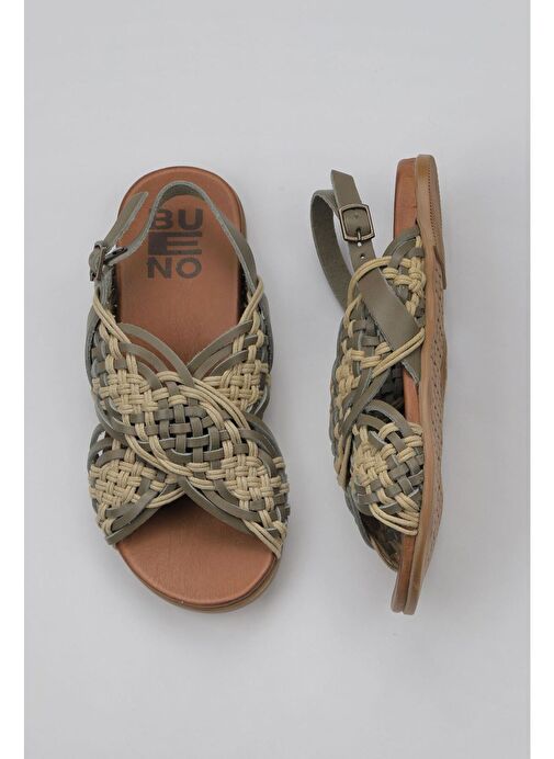 Bueno Shoes Haki Deri Kadın Sandalet 01wu4248 - Görsel 2