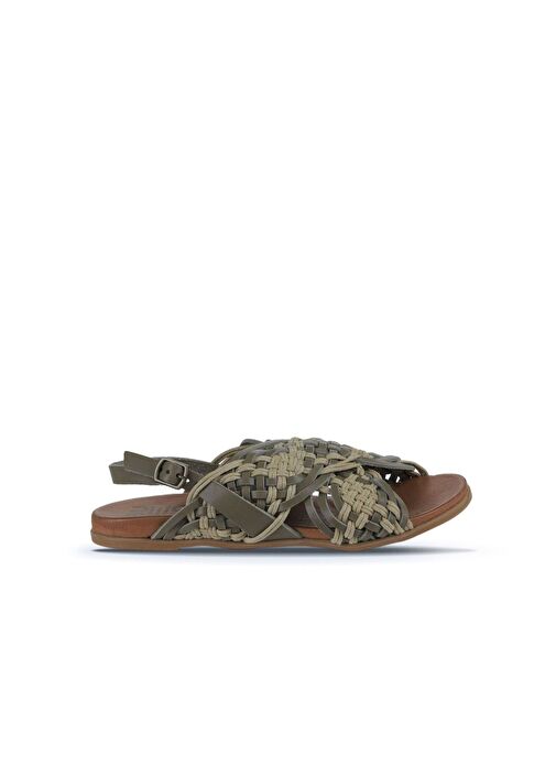 Bueno Shoes Haki Deri Kadın Sandalet 01wu4248 - Görsel 3
