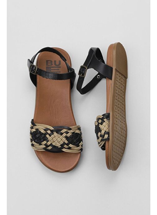 Bueno Shoes Siyah Deri Kadın Sandalet 01wu4250 - Görsel 2