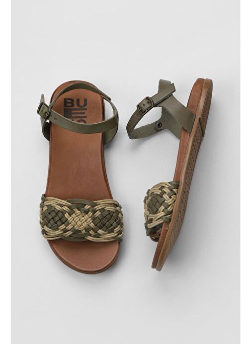 Bueno Shoes Haki Deri Kadın Sandalet 01wu4250 - Görsel 2