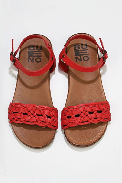 Bueno Shoes Kırmızı Deri Kadın Sandalet 01wu4251 - Görsel 4