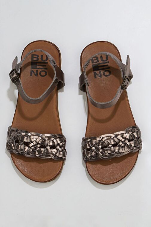 Bueno Shoes Gri Parlak Deri Kadın Sandalet 01wu4251 - Görsel 5