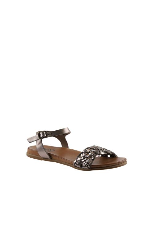 Bueno Shoes Gri Parlak Deri Kadın Sandalet 01wu4251 - Görsel 3