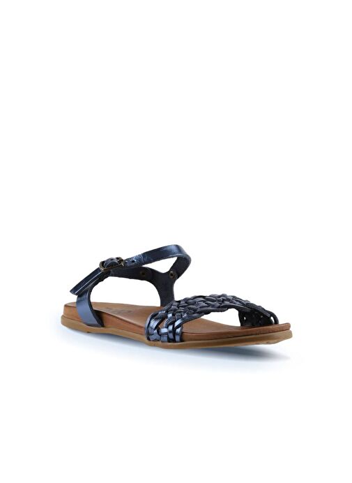 Bueno Shoes Lacivert Parlak Deri Kadın Sandalet 01wu4251 - Görsel 4
