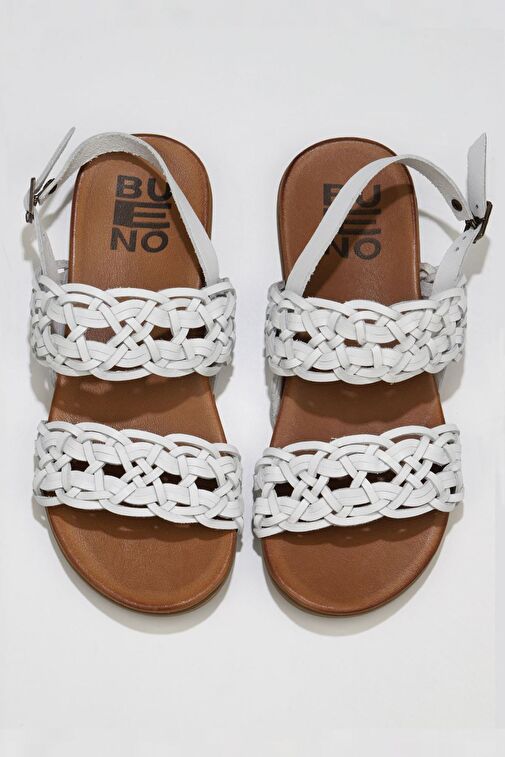 Bueno Shoes Beyaz Deri Kadın Sandalet 01wu4252 - Görsel 2