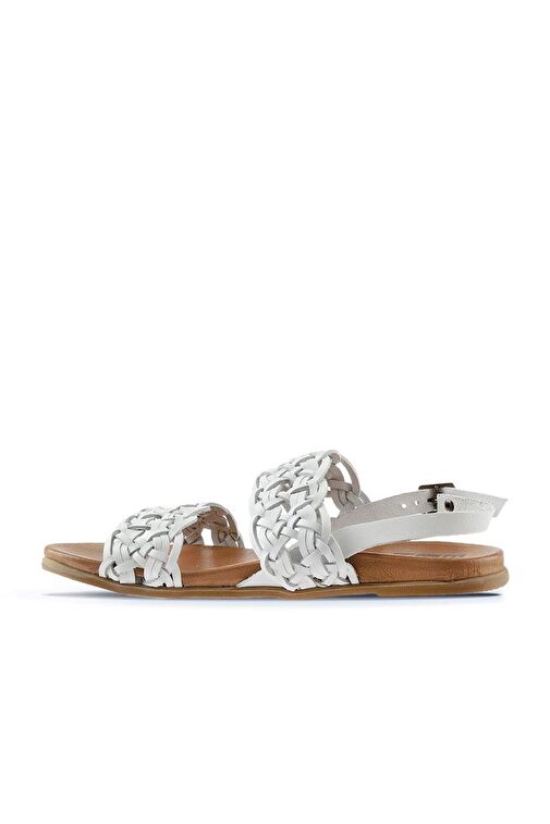 Bueno Shoes Beyaz Deri Kadın Sandalet 01wu4252 - Görsel 5