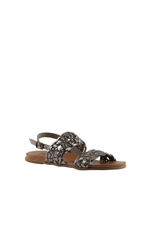Bueno Shoes Gri Parlak Deri Kadın Sandalet 01wu4252 - Görsel 4