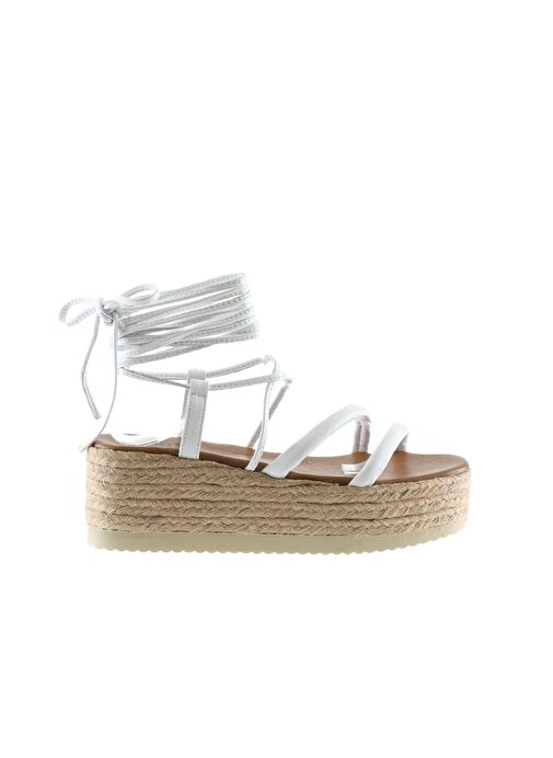 Bueno Shoes Beyaz Deri Kadın Dolgu Topuklu Espadril Sandalet 01wu6100 - Görsel 3