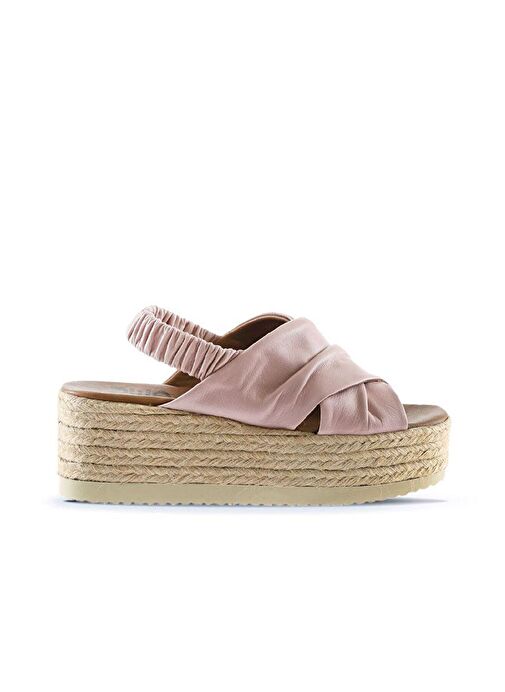 Bueno Shoes Gül Kurusu Deri Kadın Dolgu Topuklu Espadril Sandalet 01wu6105 - Görsel 3