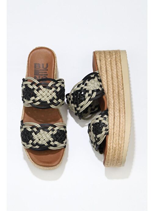 Bueno Shoes Siyah Deri Kadın Espadril Terlik 01wu6110 - Görsel 2