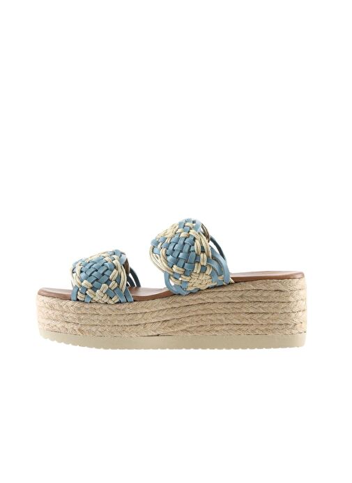 Bueno Shoes Mavi Deri Kadın Espadril Terlik 01wu6110 - Görsel 5