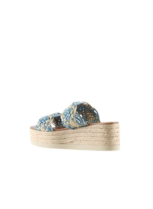 Bueno Shoes Mavi Deri Kadın Espadril Terlik 01wu6110 - Görsel 6