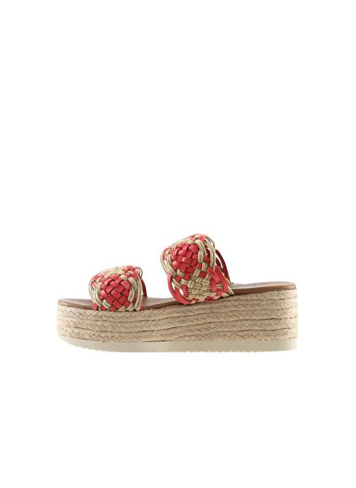 Bueno Shoes Kırmızı Deri Kadın Espadril Terlik 01wu6110 - Görsel 5