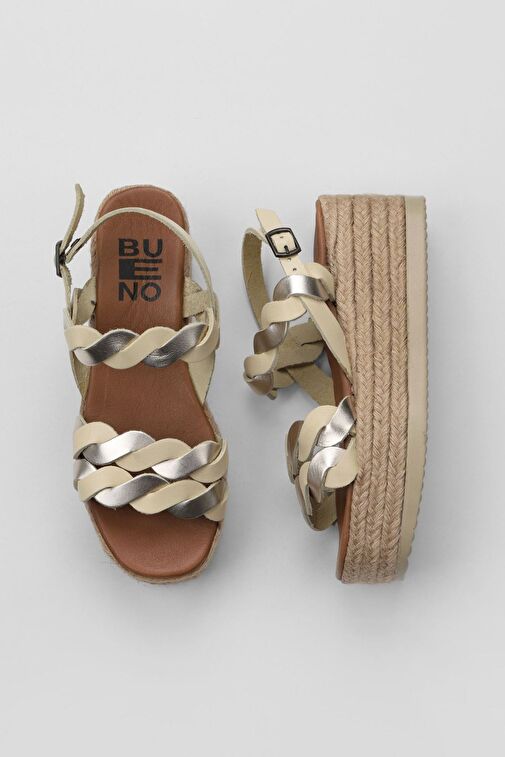 Bueno Shoes Sarı Parlak Deri Kadın Dolgu Topuklu Espadril Sandalet 01wu6119 - Görsel 2