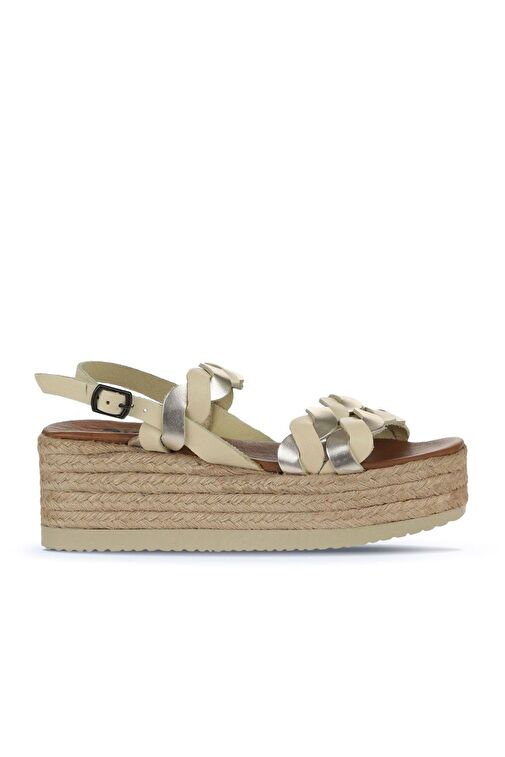 Bueno Shoes Sarı Parlak Deri Kadın Dolgu Topuklu Espadril Sandalet 01wu6119 - Görsel 3