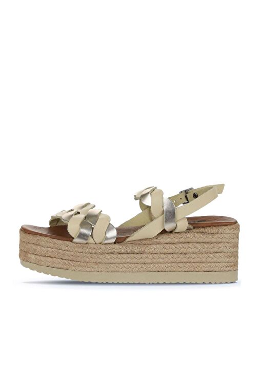 Bueno Shoes Sarı Parlak Deri Kadın Dolgu Topuklu Espadril Sandalet 01wu6119 - Görsel 5