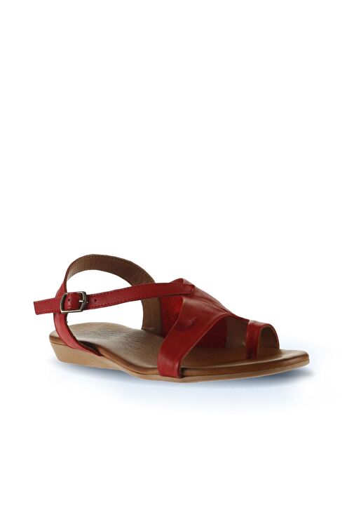 Bueno Shoes Kırmızı Deri Kadın Sandalet 01wu7400 - Görsel 4