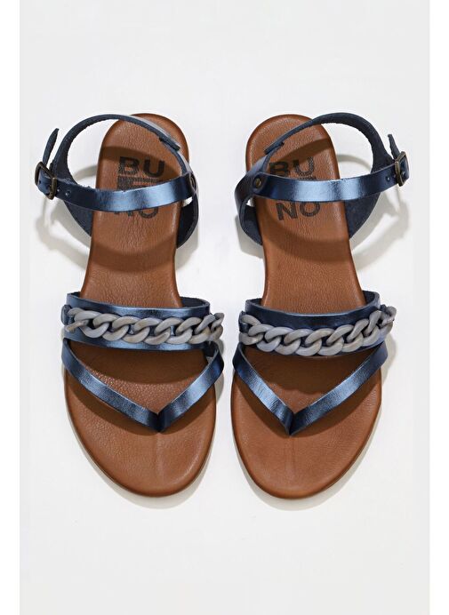 Bueno Shoes Lacivert Parlak Deri Kadın Sandalet 01wu7406 - Görsel 2