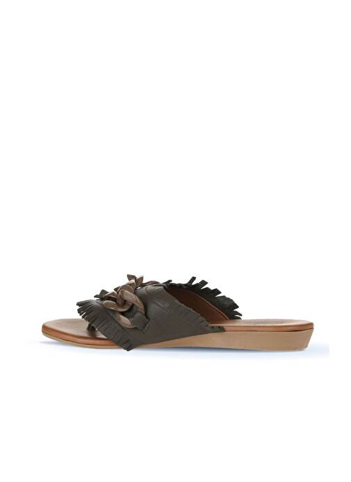 Bueno Shoes Haki Deri Kadın Parmak Arası Terlik 01wu7408 - Görsel 6