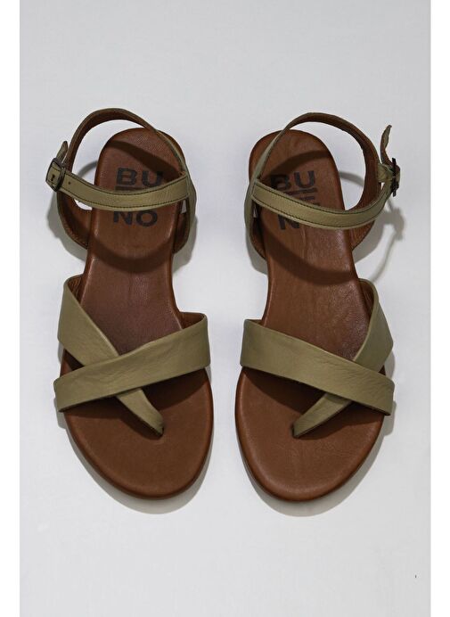 Bueno Shoes Haki Deri Kadın Sandalet 01wu7419 - Görsel 2