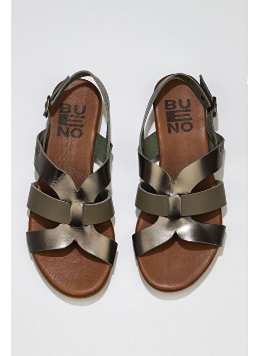 Bueno Shoes Haki Parlak Deri Kadın Sandalet 01wu7422 - Görsel 2