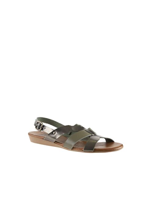 Bueno Shoes Haki Parlak Deri Kadın Sandalet 01wu7422 - Görsel 4