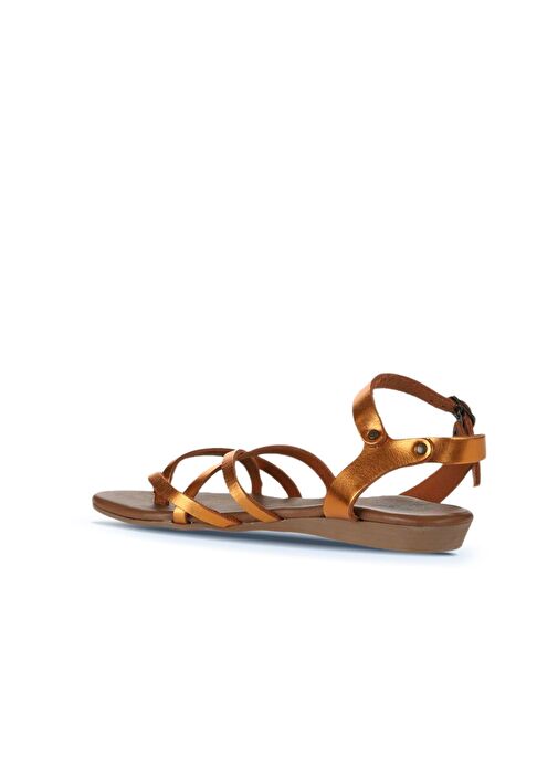 Bueno Shoes Turuncu Parlak Deri Kadın Sandalet 01wu7427 - Görsel 6