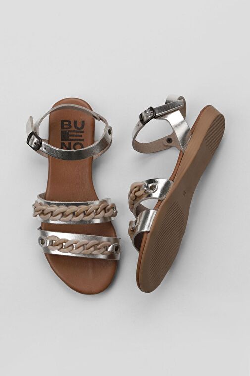 Bueno Shoes Bej Parlak Deri Kadın Sandalet 01wu7434 - Görsel 2