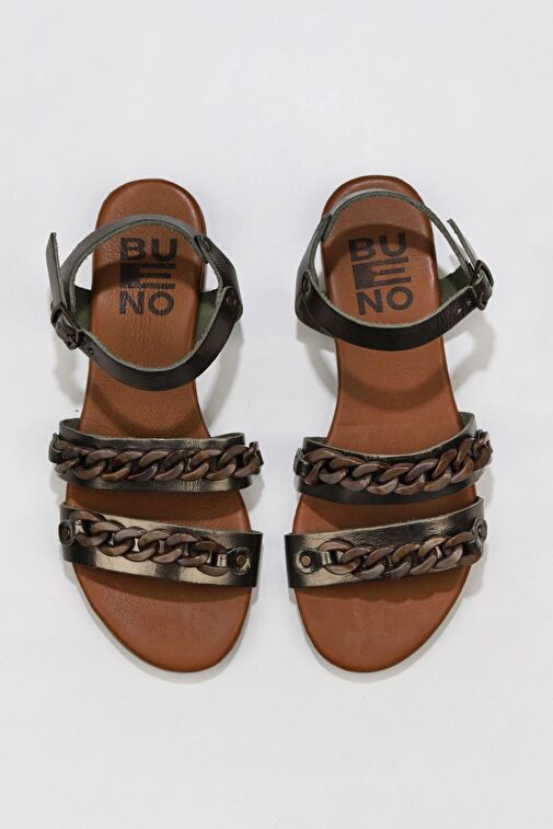 Bueno Shoes Haki Parlak Deri Kadın Sandalet 01wu7434 - Görsel 2