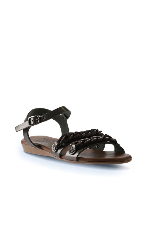 Bueno Shoes Haki Parlak Deri Kadın Sandalet 01wu7434 - Görsel 4