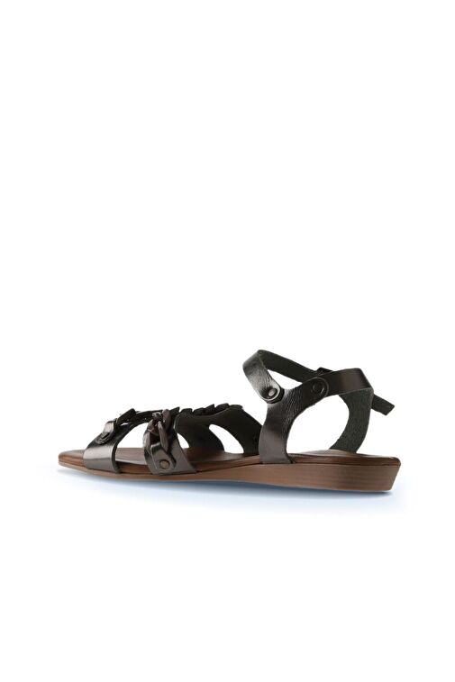 Bueno Shoes Haki Parlak Deri Kadın Sandalet 01wu7434 - Görsel 6