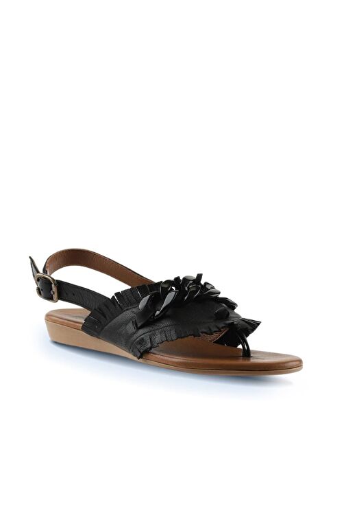 Bueno Shoes Siyah Khv-bej Deri Kadın Sandalet 01wu7440 - Görsel 4