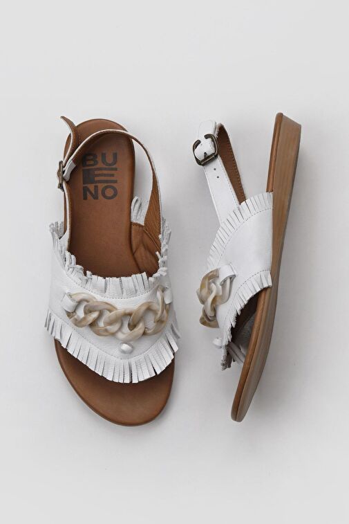 Bueno Shoes Beyaz Deri Kadın Sandalet 01wu7440 - Görsel 4