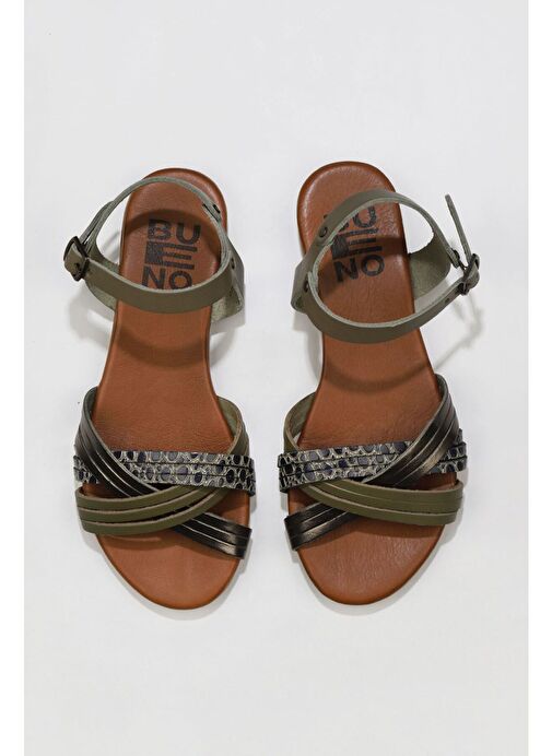 Bueno Shoes Haki Multi Deri Kadın Sandalet 01wu7442 - Görsel 2