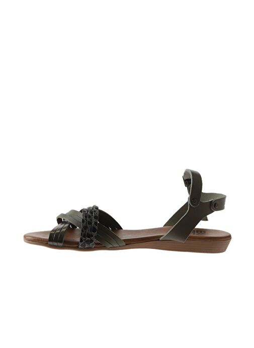 Bueno Shoes Haki Multi Deri Kadın Sandalet 01wu7442 - Görsel 5