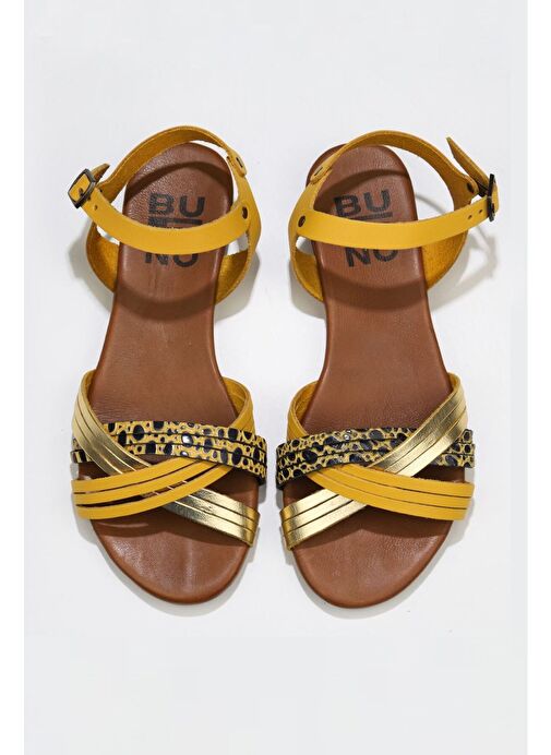 Bueno Shoes Sarı Multi Deri Kadın Sandalet 01wu7442 - Görsel 2